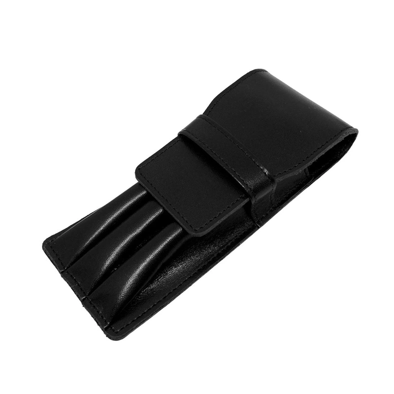 Black Leather 3 Pen Pouch