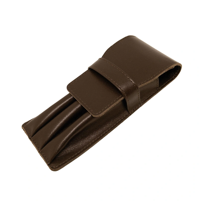 Brown Leather 3 Pen Pouch