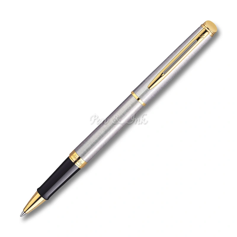 Hmisphre Stainless Steel Gold Trim Rollerball Pen