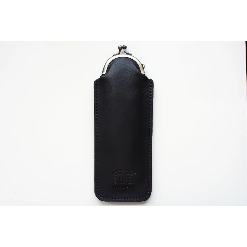 Life Leather Vertical Pen Pouch with Clasp – Black