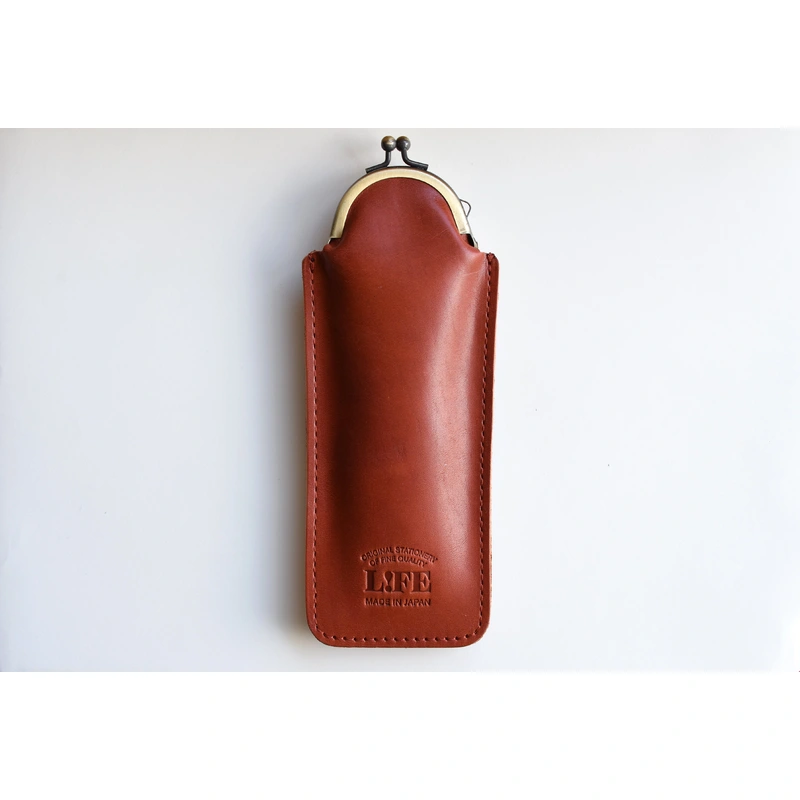 Life Leather Vertical Pen Pouch with Clasp – Brown