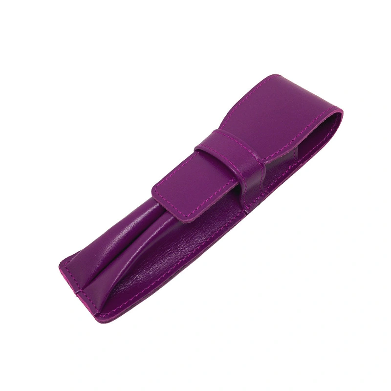 Purple Leather 2 Pen Pouch