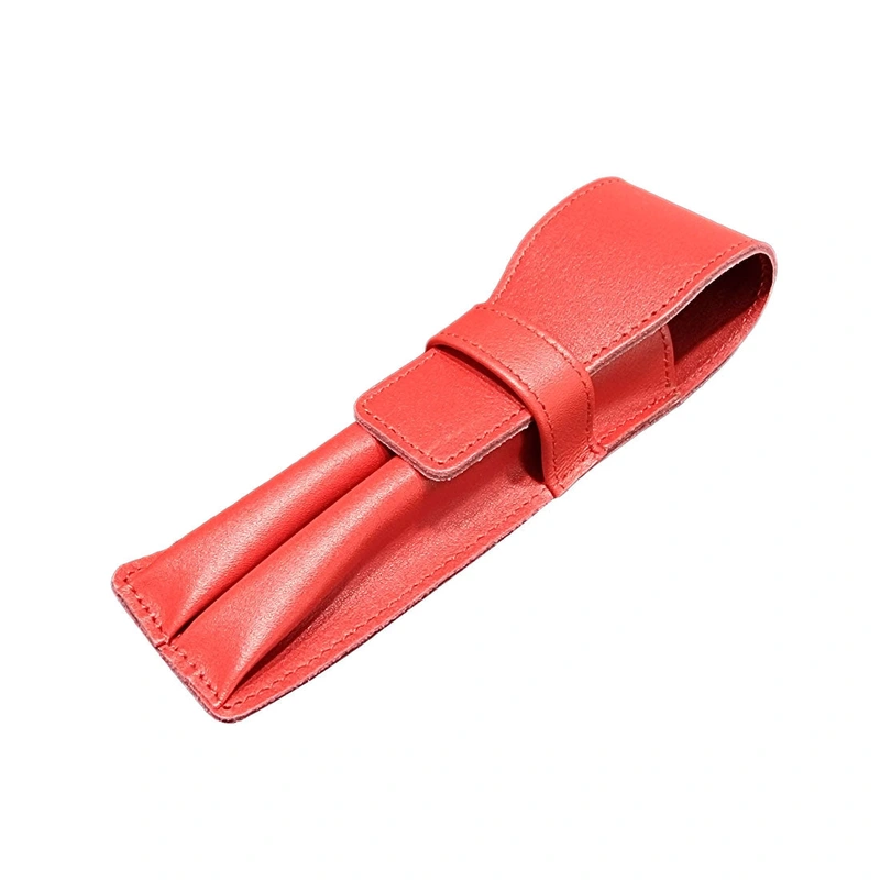 Red Leather 2 Pen Pouch