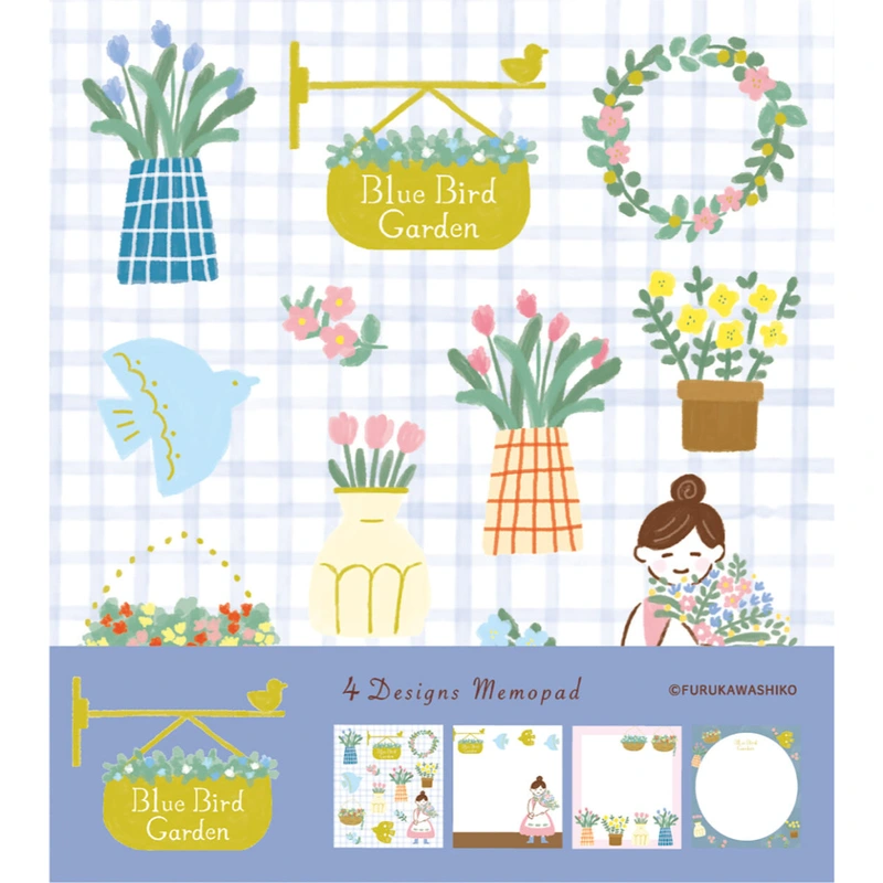 ‘Shop’ Series Memo Pad – Blue Bird Garden