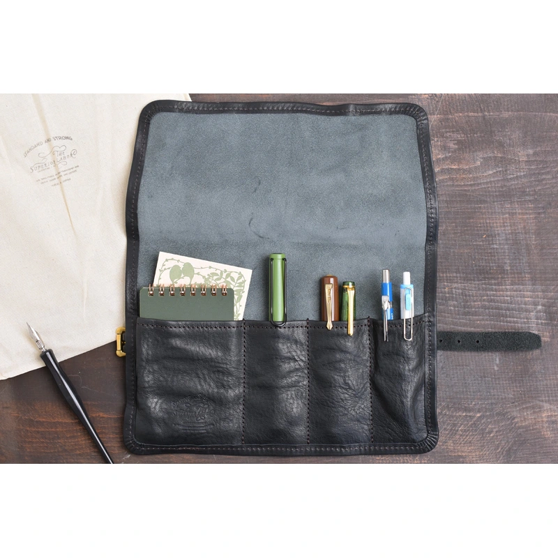 The Superior Labor Leather Roll Pen Case – Black